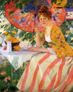 Red-Headed Girl with Parasol - c1912